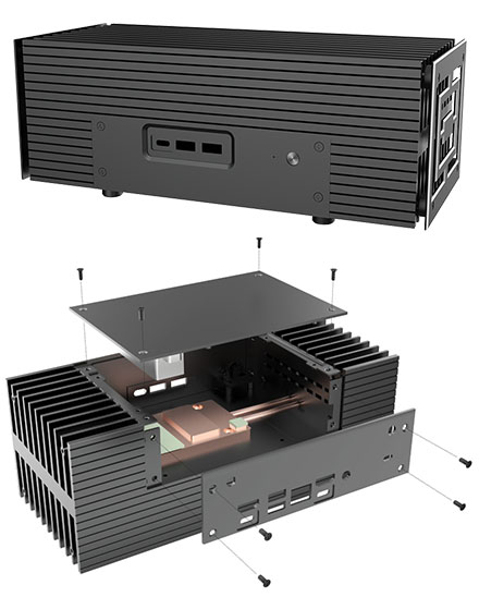 Akasa Turing RC Pro Enclosure (for ASUS NUC 14 Pro Revel Canyon, A-NUC101-M1B) <b>[FANLESS]</b>