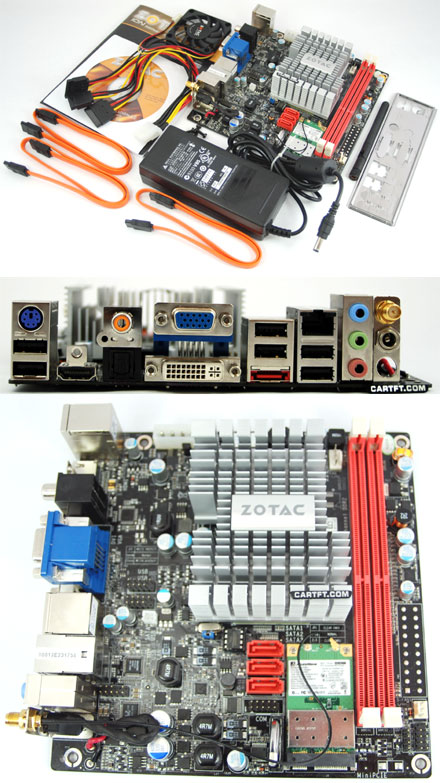 ZOTAC ION ITX A-E (with integrated Atom 2x 1.6Ghz CPU, Onboard PSU, WLAN) [<b>FANLESS</b>]